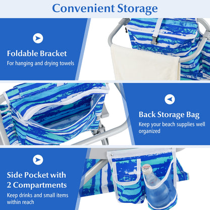 Foldable Backpack Beach Chair, With Cup Holder And Storage Pockets, Navy Beach & Lawn Chairs at Gallery Canada