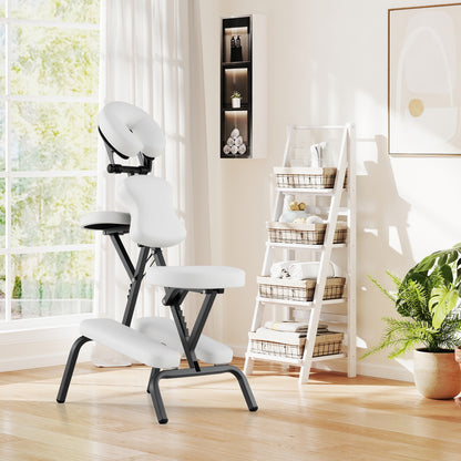 PU Leather Travel Massage Chair, With Thickened Sponge And Carrying Bag, White Spa & Salon at Gallery Canada