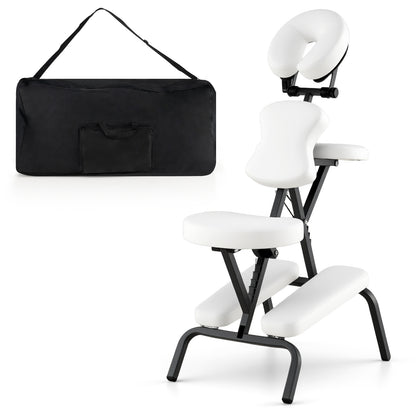 PU Leather Travel Massage Chair, With Thickened Sponge And Carrying Bag, White Spa & Salon White at Gallery Canada