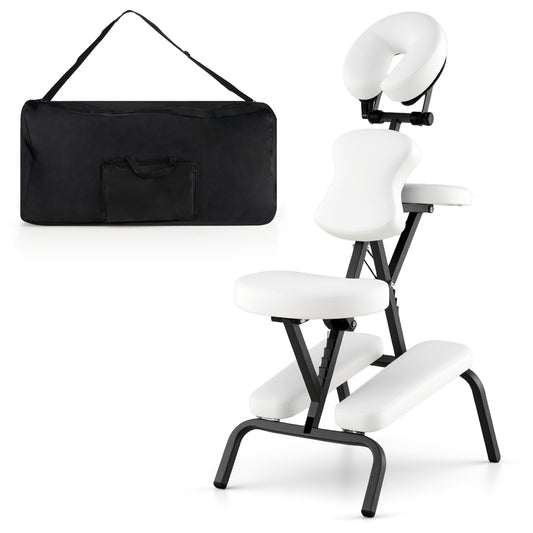 PU Leather Travel Massage Chair, With Thickened Sponge And Carrying Bag, White Spa & Salon White at Gallery Canada