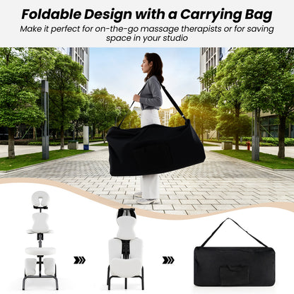 PU Leather Travel Massage Chair, With Thickened Sponge And Carrying Bag, White Spa & Salon at Gallery Canada