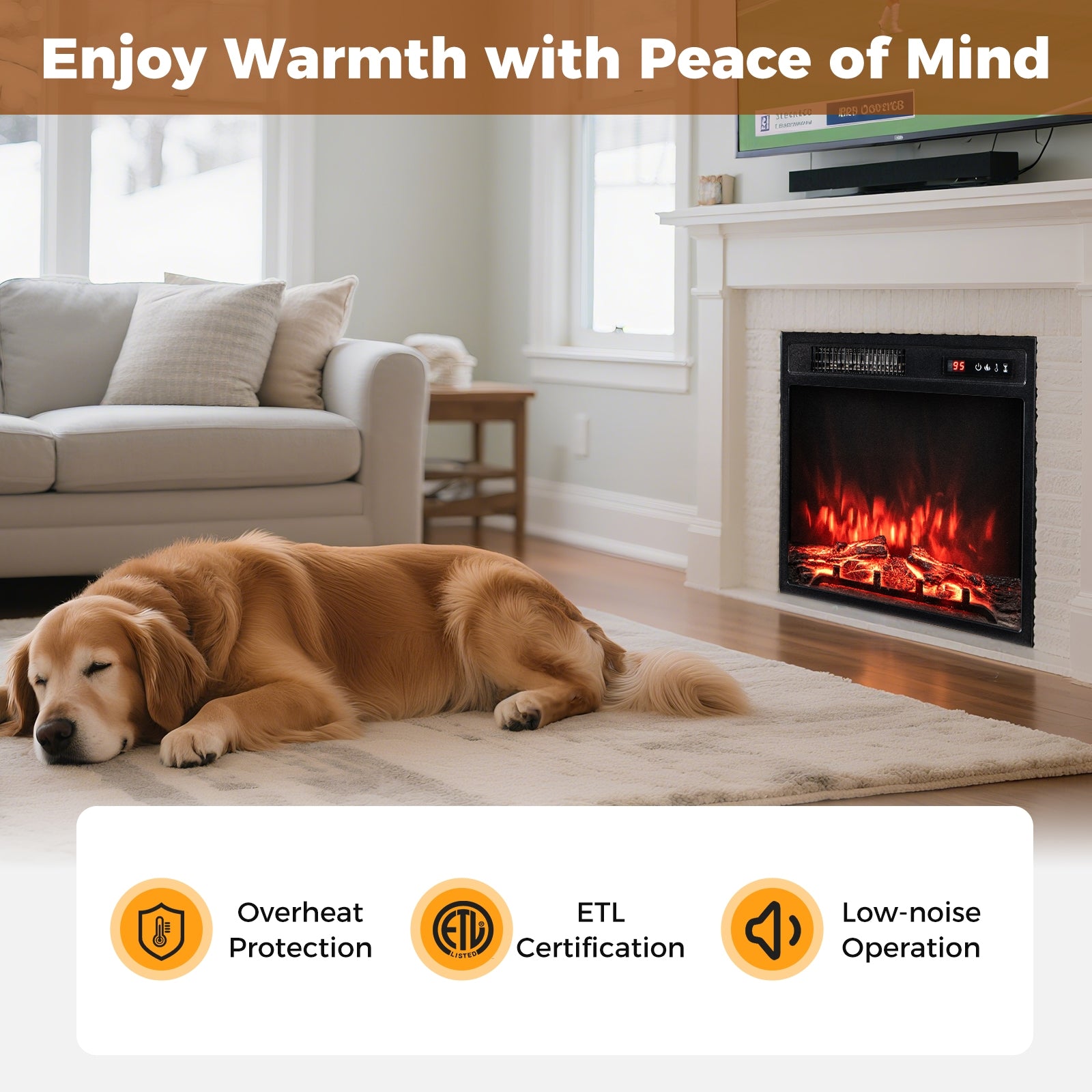 18 Inch Electric Fireplace Insert, 750W/1500W, Remote Control, Adjustable Flame Colors, Black Fireplaces at Gallery Canada