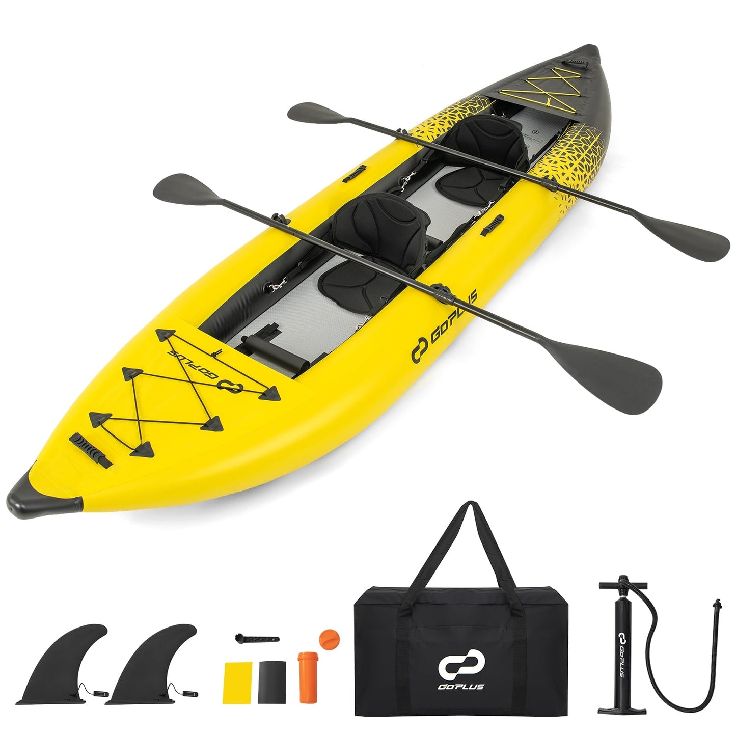 Inflatable 2-Person Kayak Set, Aluminium Oars, Repair Kit, Yellow Surfing at Gallery Canada