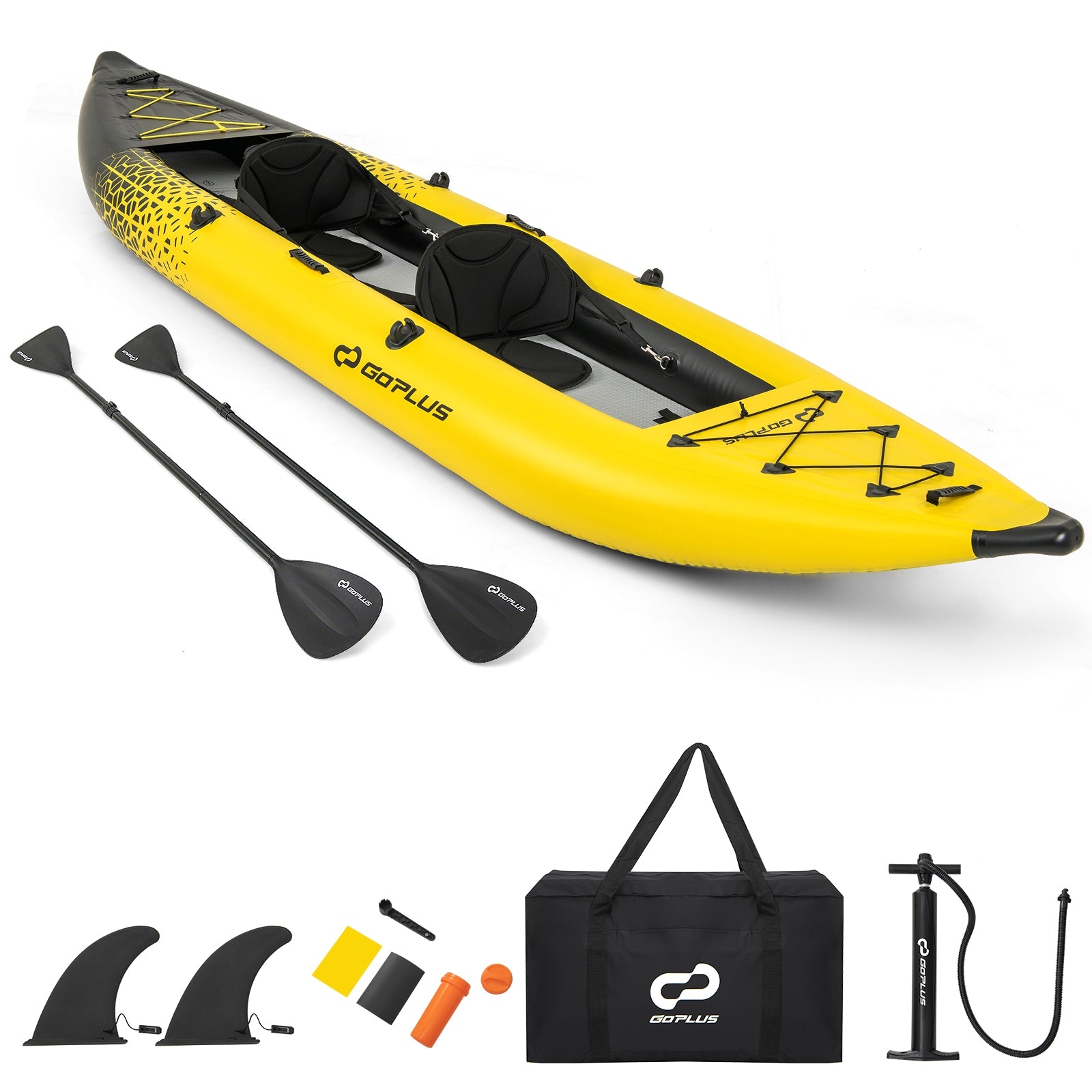 Inflatable 2-Person Kayak Set, Aluminium Oars, Repair Kit, Yellow Surfing at Gallery Canada