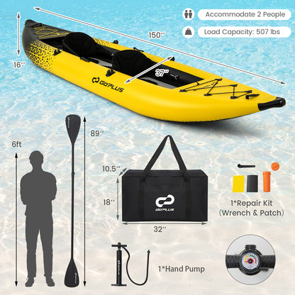 Inflatable 2-Person Kayak Set, Aluminium Oars, Repair Kit, Yellow Surfing at Gallery Canada