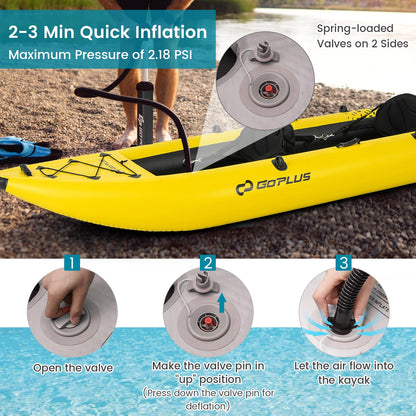 Inflatable 2-Person Kayak Set, Aluminium Oars, Repair Kit, Yellow Surfing at Gallery Canada