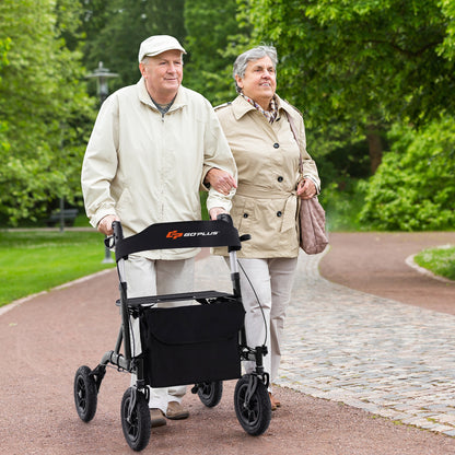 Foldable Height Adjustable Rollator Walker With Seat, Black Walkers & Rollators at Gallery Canada