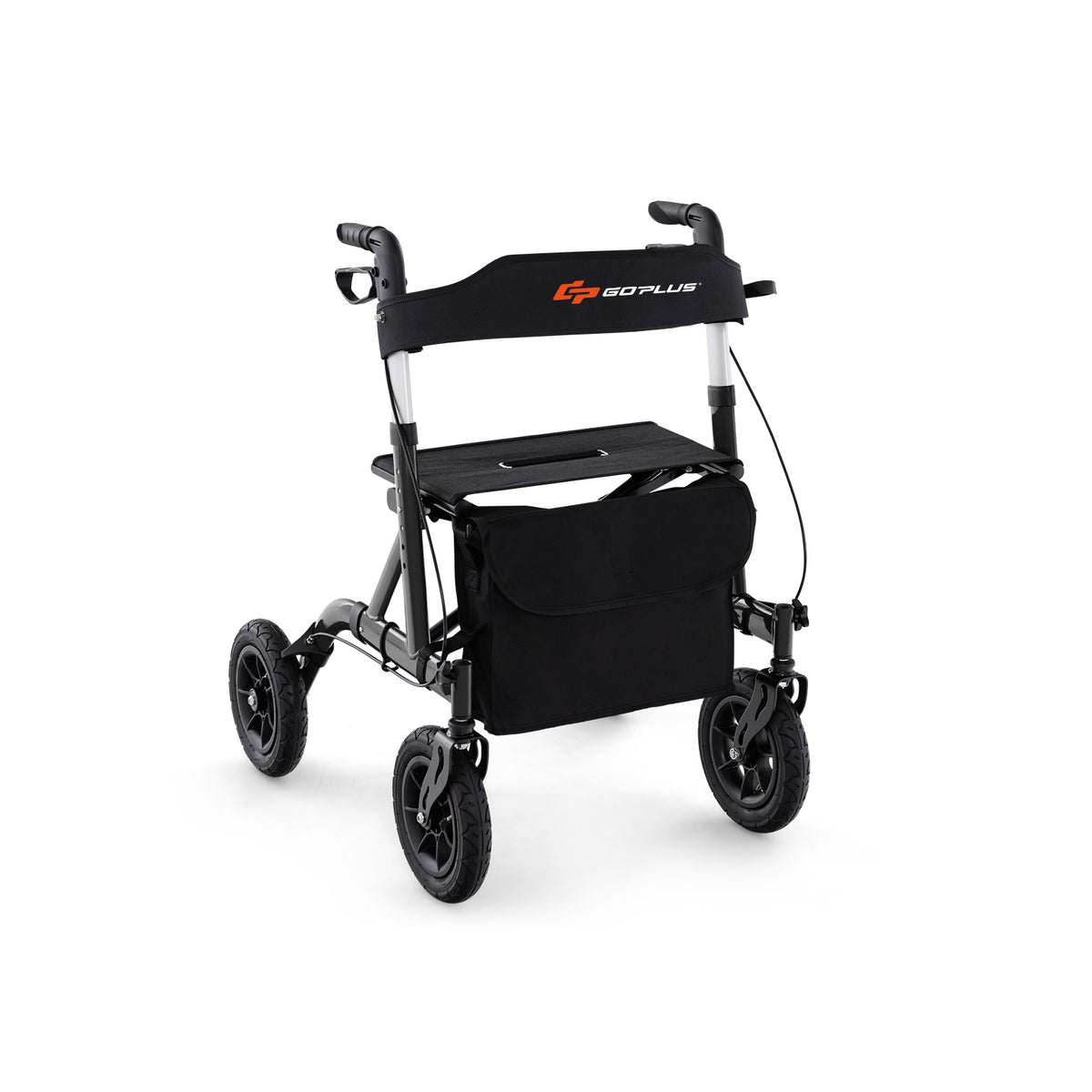 Foldable Height Adjustable Rollator Walker With Seat, Black Walkers & Rollators Black at Gallery Canada