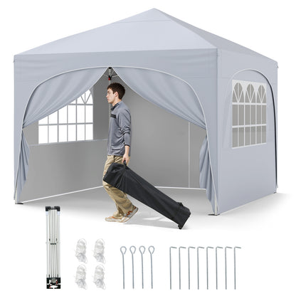 10 X 10 FT Pop Up Canopy Tent, 4 Removable Sidewalls, White Canopies White at Gallery Canada