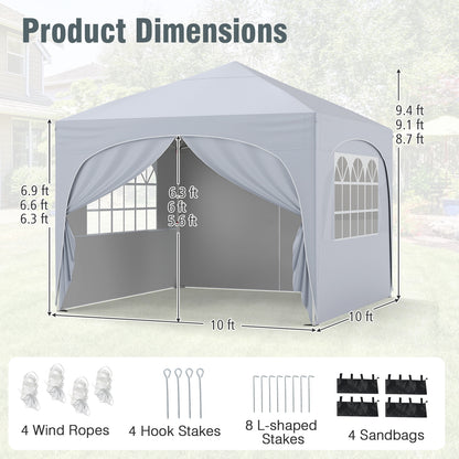 10 X 10 FT Pop Up Canopy Tent, 4 Removable Sidewalls, White Canopies at Gallery Canada