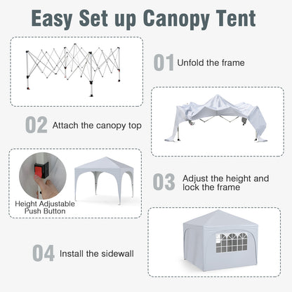 10 X 10 FT Pop Up Canopy Tent, 4 Removable Sidewalls, White Canopies at Gallery Canada