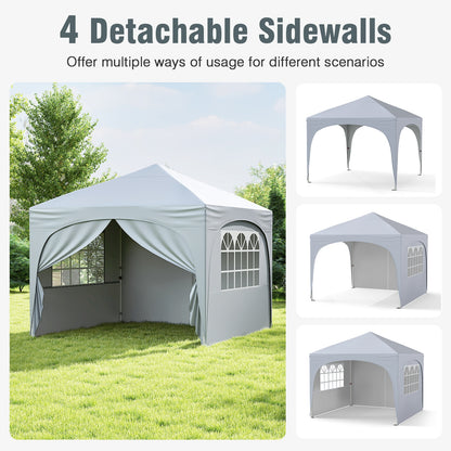 10 X 10 FT Pop Up Canopy Tent, 4 Removable Sidewalls, White Canopies at Gallery Canada