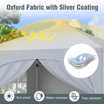 10 X 10 FT Pop Up Canopy Tent, 4 Removable Sidewalls, White Canopies at Gallery Canada