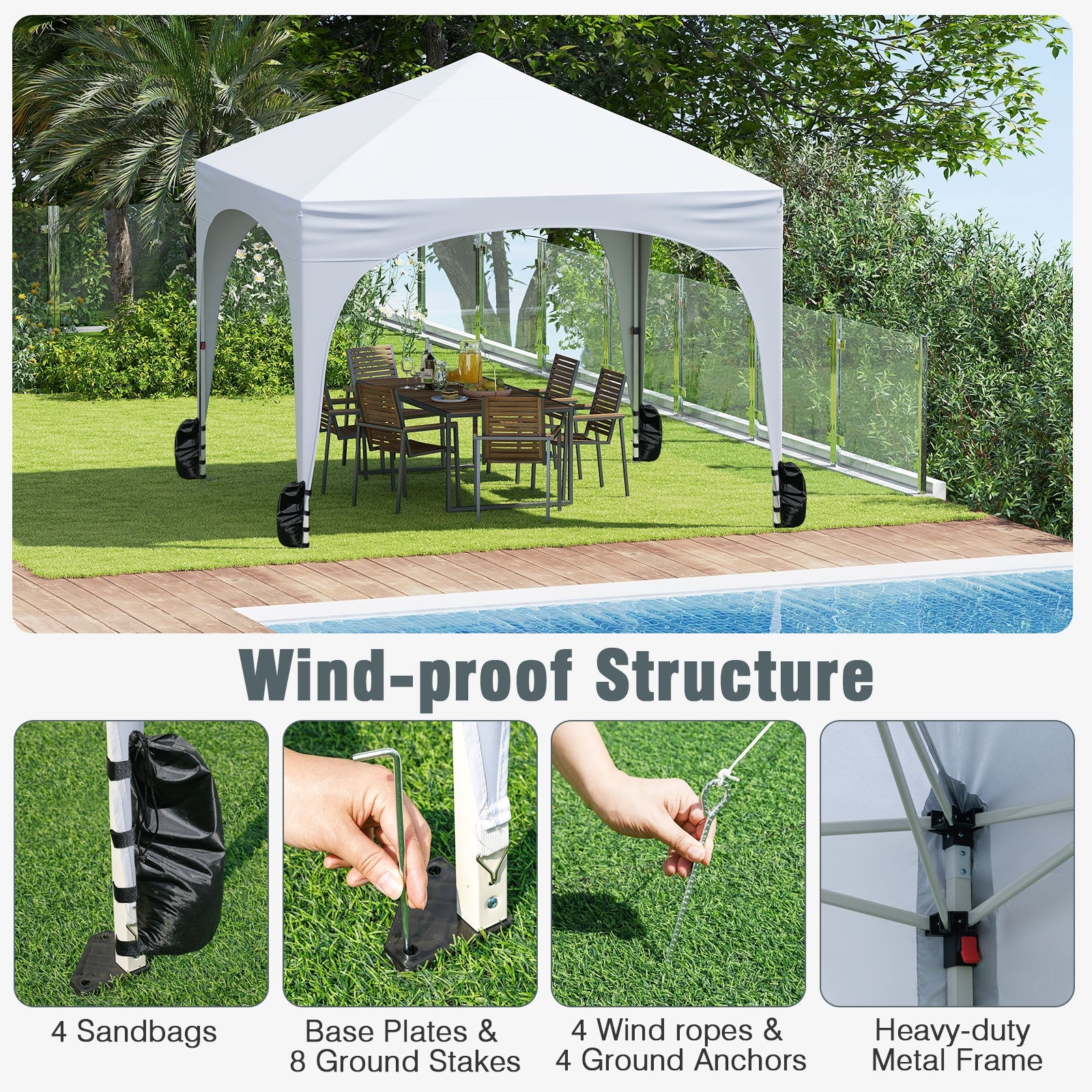 10 X 10 FT Pop Up Canopy Tent, 4 Removable Sidewalls, White Canopies at Gallery Canada