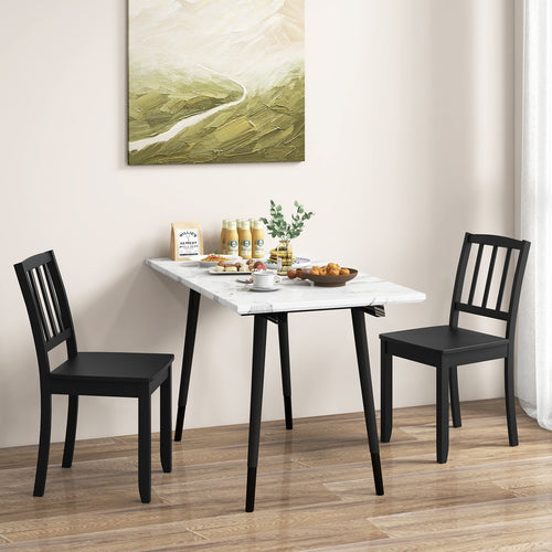 Wood Dining Chair Set, Rubber Wood Legs, 2-Piece, Black