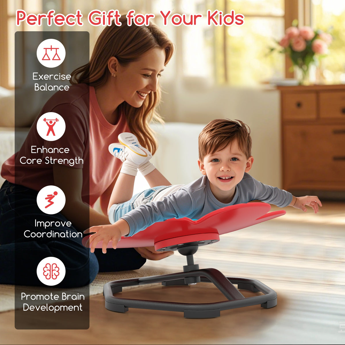Kids Sensory Swivel Chair, Elephant Petal 360 Spinning, Red Kids Chairs & Seating at Gallery Canada