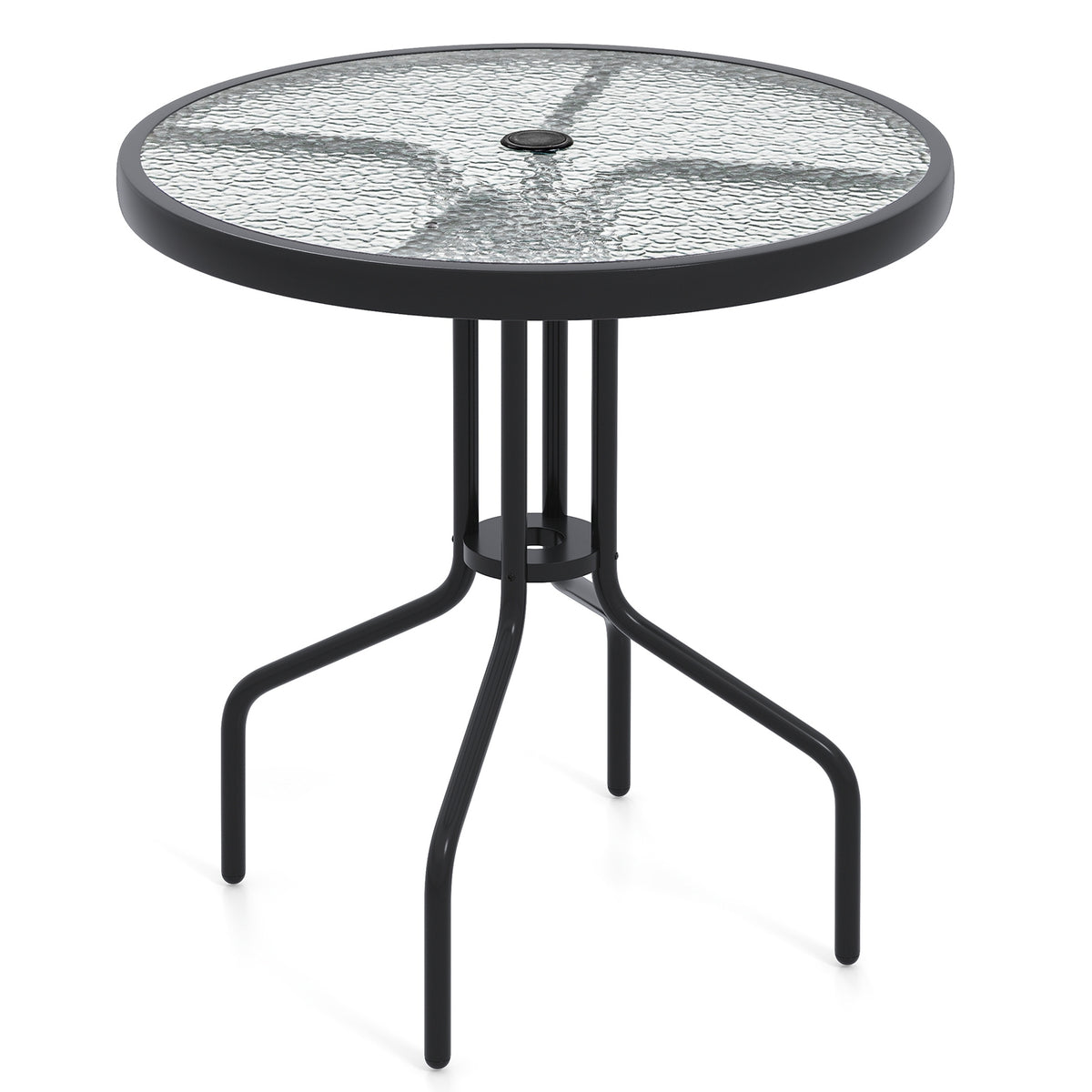 27.5 Inch Round Patio Dining Table, Rippled Tempered Glass Top Patio Dining Tables Options at Gallery Canada