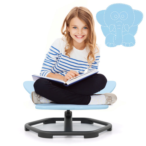 Kids Sensory Swivel Chair, Elephant 360° Spinning, Non-Slip Metal Base, Blue