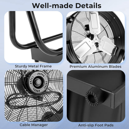 Industrial Drum Fan, 2 Wheels, 360-Degree Adjustable Tilt, Black Fans at Gallery Canada