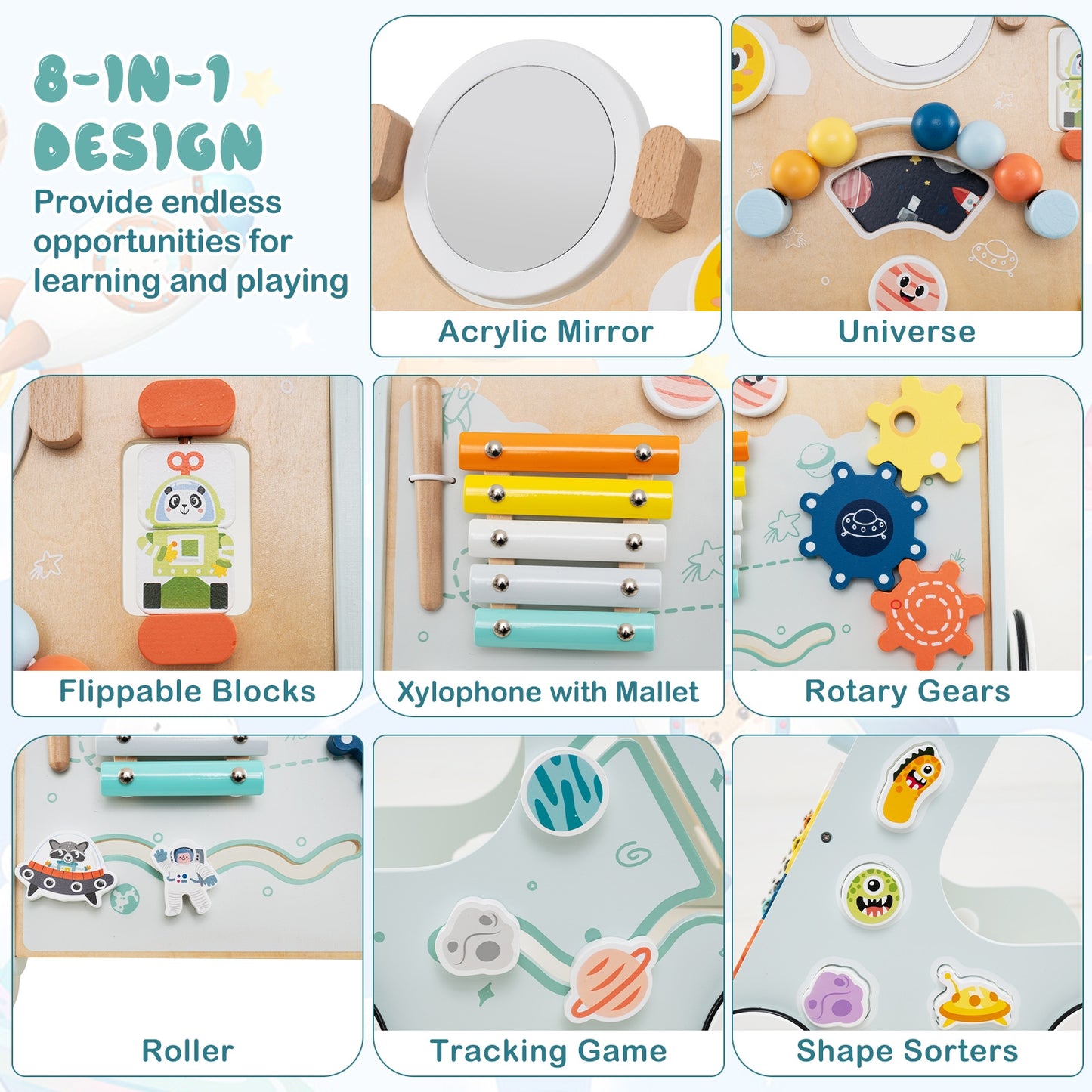 Wooden Baby Walker Push Pull Activity Center, Green Baby Activity at Gallery Canada