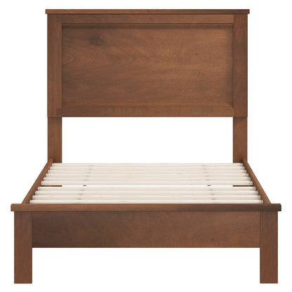 Twin Size Wooden Bed Frame, Headboard, Slat Support, Walnut Simple Bed Frame Walnut at Gallery Canada