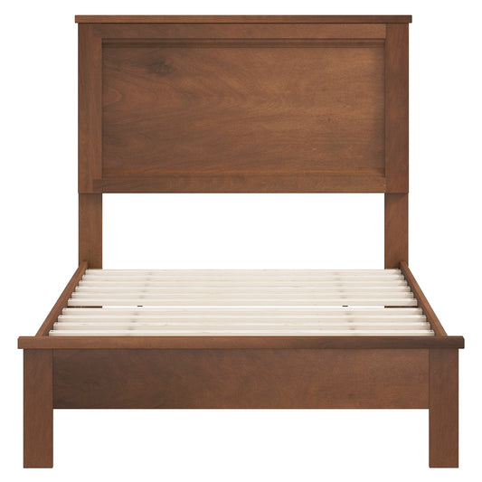 Twin Size Wooden Bed Frame, Headboard, Slat Support, Walnut Simple Bed Frame Walnut at Gallery Canada