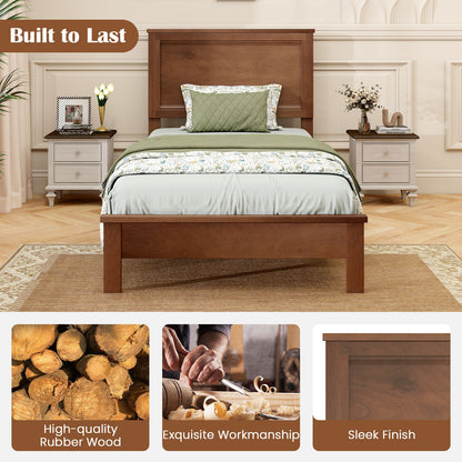 Twin Size Wooden Bed Frame, Headboard, Slat Support, Walnut Simple Bed Frame at Gallery Canada