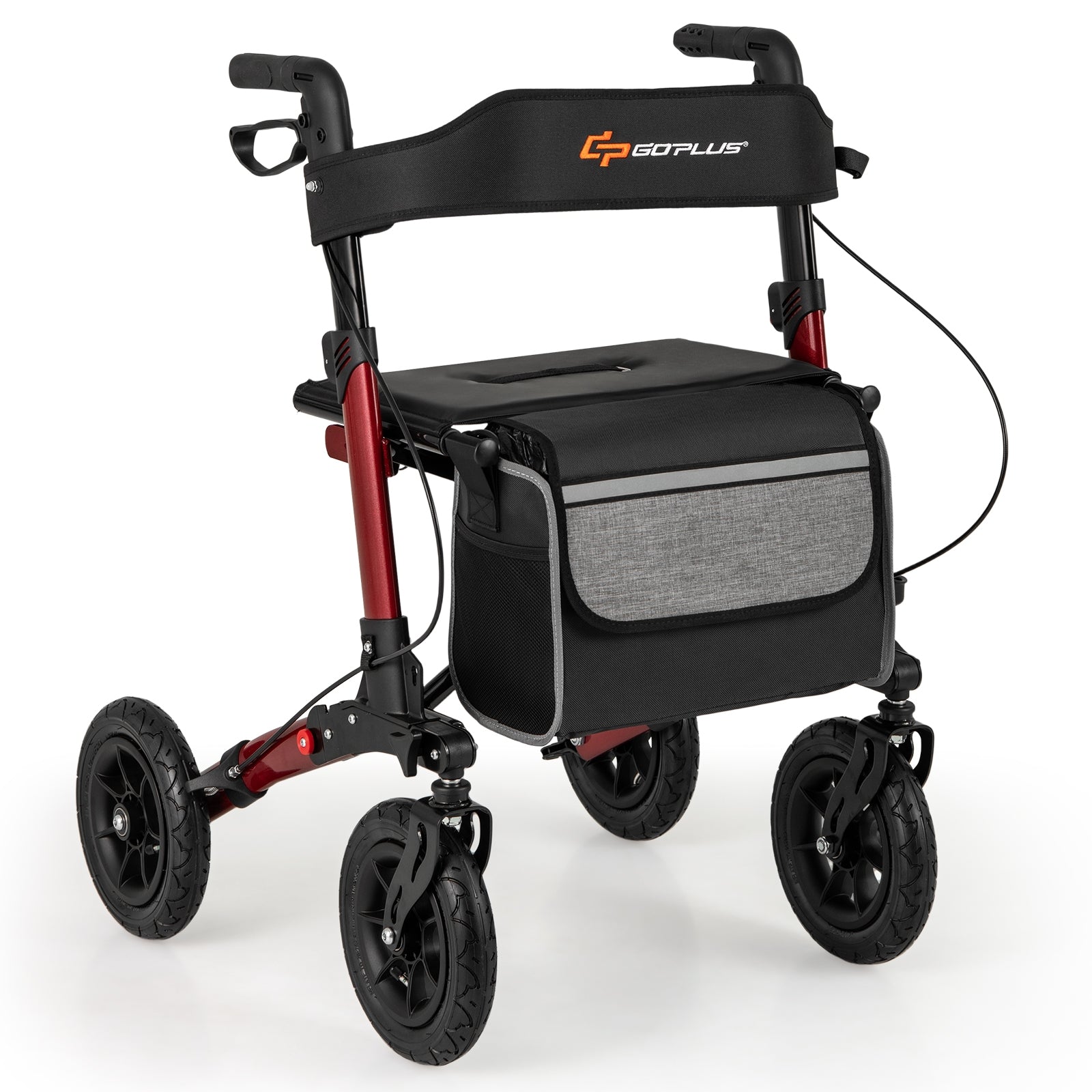 Folding Rollator Walker With Seat, All Terrain, Red Walkers & Rollators at Gallery Canada