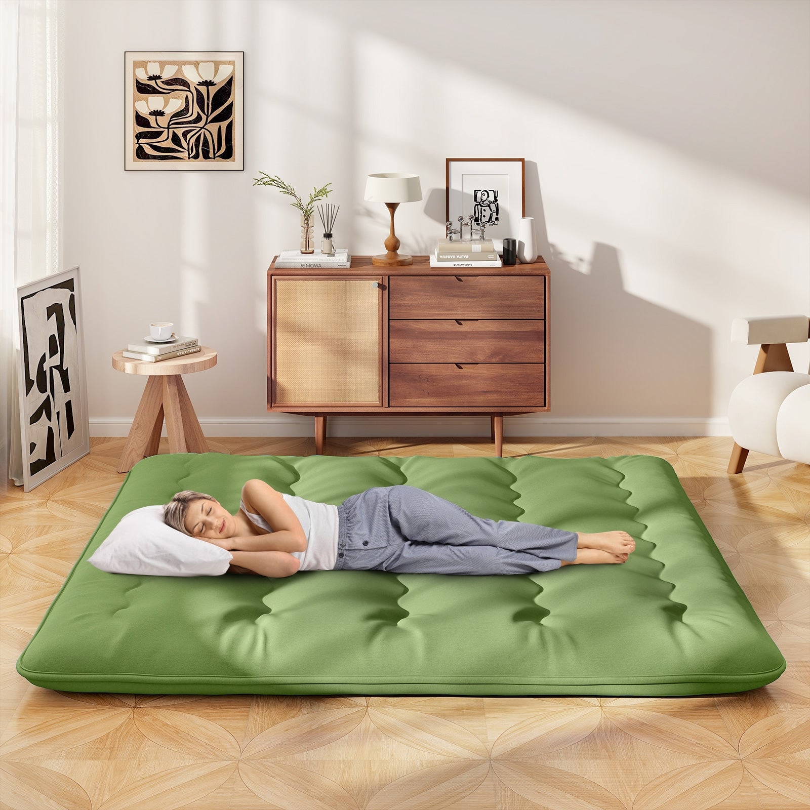 King Size Floor Mattress, Washable Cover, Carry Bag, Green Mattresses at Gallery Canada