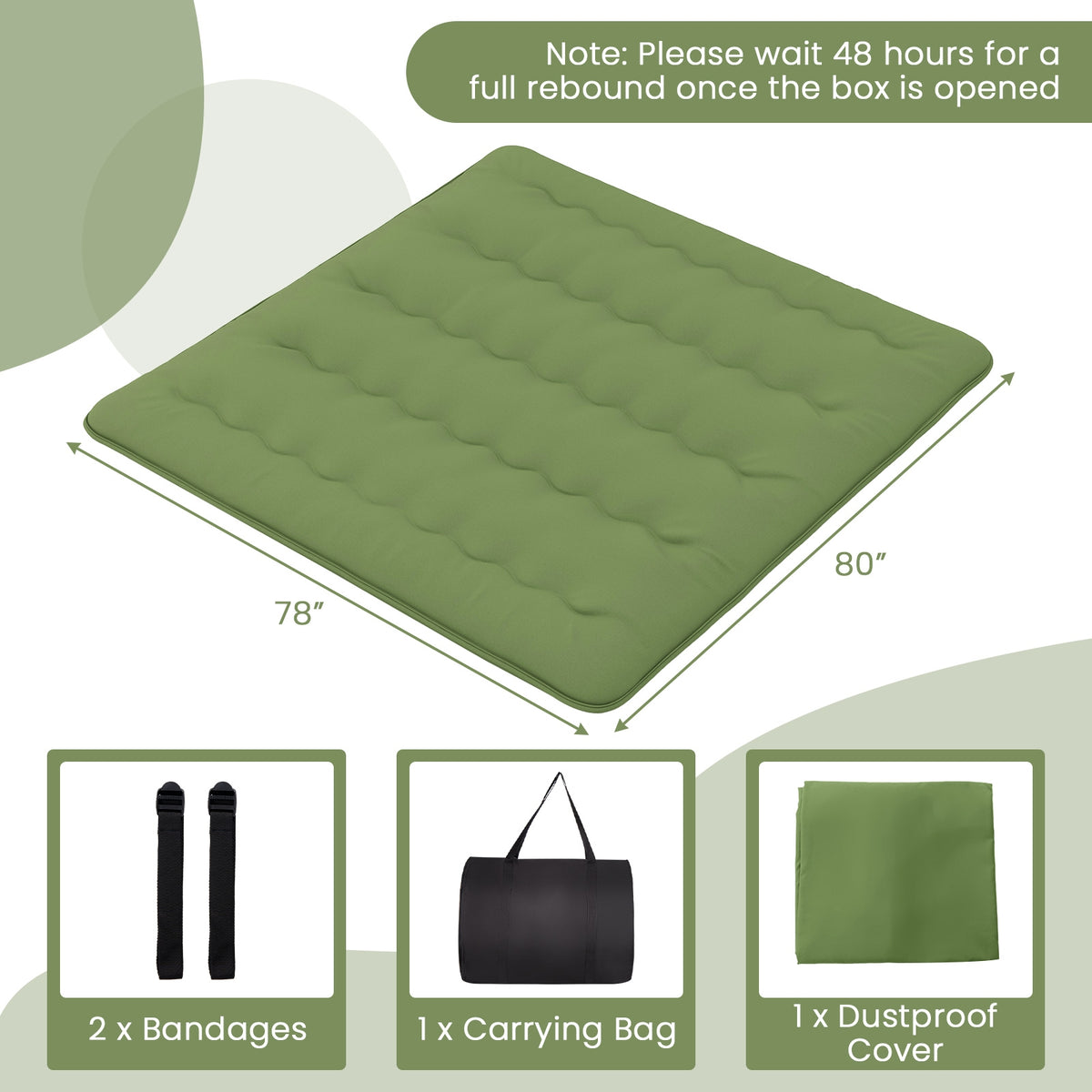 King Size Floor Mattress, Washable Cover, Carry Bag, Green Mattresses at Gallery Canada
