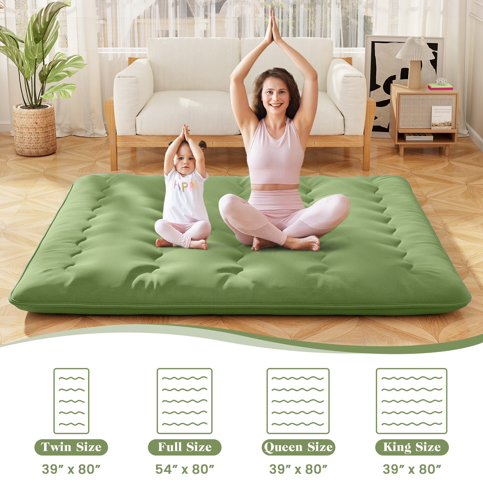 King Size Floor Mattress, Washable Cover, Carry Bag, Green Mattresses at Gallery Canada