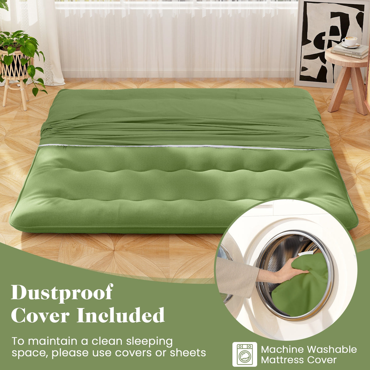 King Size Floor Mattress, Washable Cover, Carry Bag, Green Mattresses at Gallery Canada