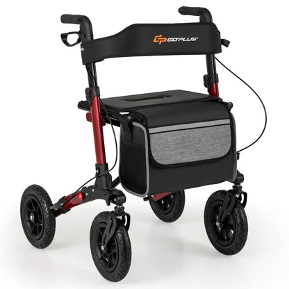 Folding Rollator Walker With Seat, All Terrain, Red Walkers & Rollators Red at Gallery Canada