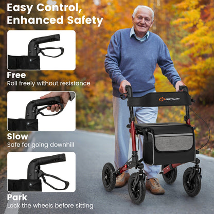 Folding Rollator Walker With Seat, All Terrain, Red Walkers & Rollators at Gallery Canada