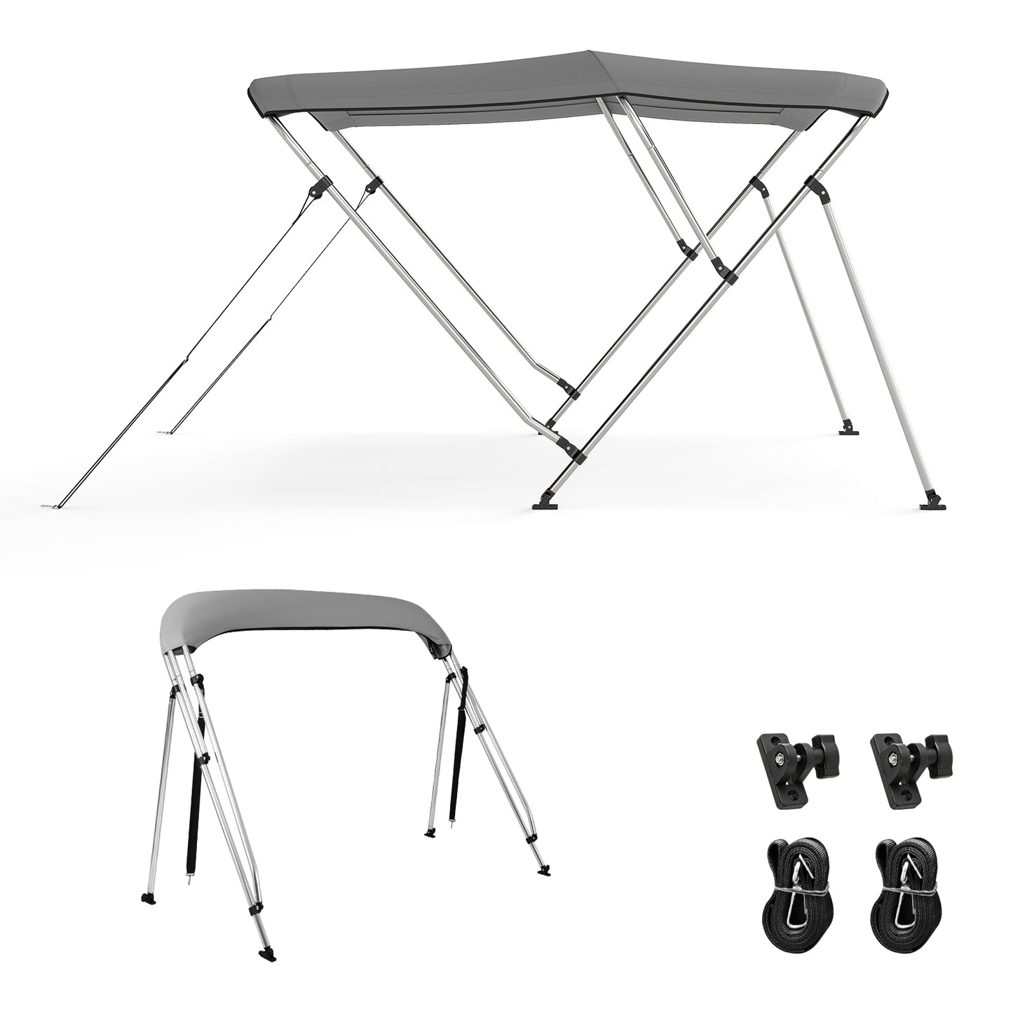 3-Bow Boat Bimini Top, With Storage Boot, Gray Water Sports at Gallery Canada