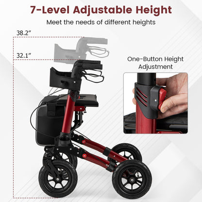 Folding Rollator Walker With Seat, All Terrain, Red Walkers & Rollators at Gallery Canada