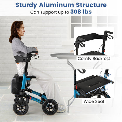 Folding Rollator Walker With Seat, All Terrain, Navy Walkers & Rollators at Gallery Canada