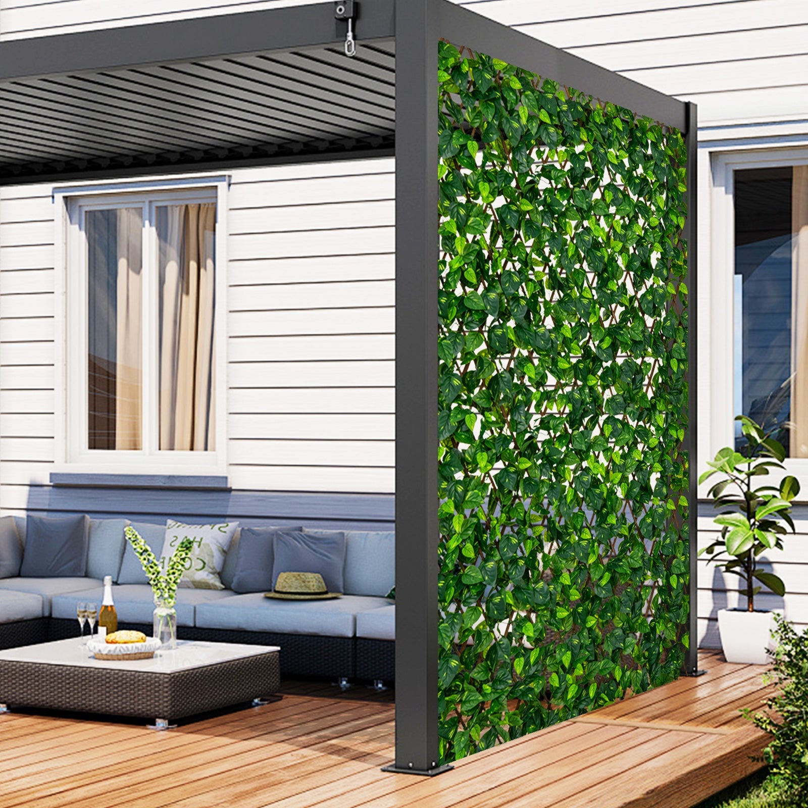 Expandable Fence Privacy Screen, Faux Fencing Panel, Real Willow Frame, Green Decorative Fencing & Flooring at Gallery Canada