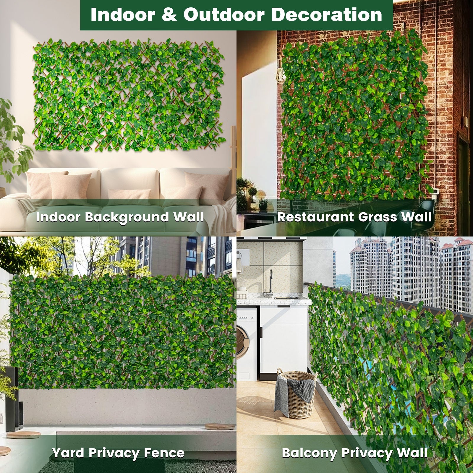 Expandable Fence Privacy Screen, Faux Fencing Panel, Real Willow Frame, Green Decorative Fencing & Flooring at Gallery Canada