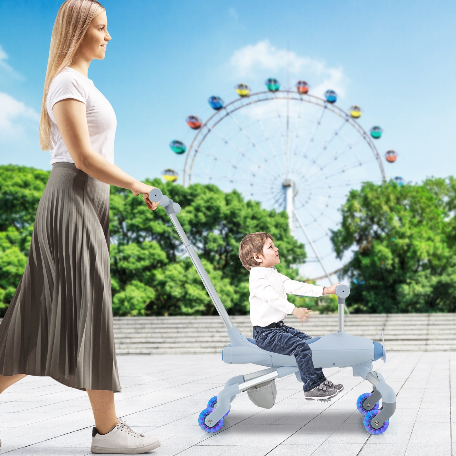 Kids Ride On Push Car With LED Wheels, Navy Push & Pedal Ride On Toys at Gallery Canada