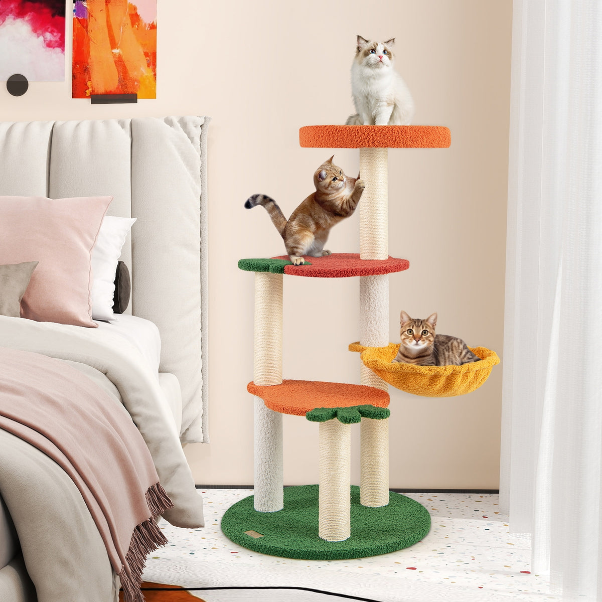 Multi-Level Cat Tree, Fruit-Shaped Platforms, Orange Cat Trees Condos & Scratchers at Gallery Canada