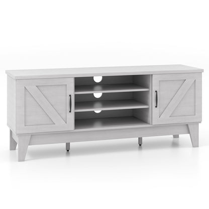 Farmhouse TV Stand For 65 Inches, 2 Barn Door Cabinets, Gray Entertainment Centers & TV Stands at Gallery Canada