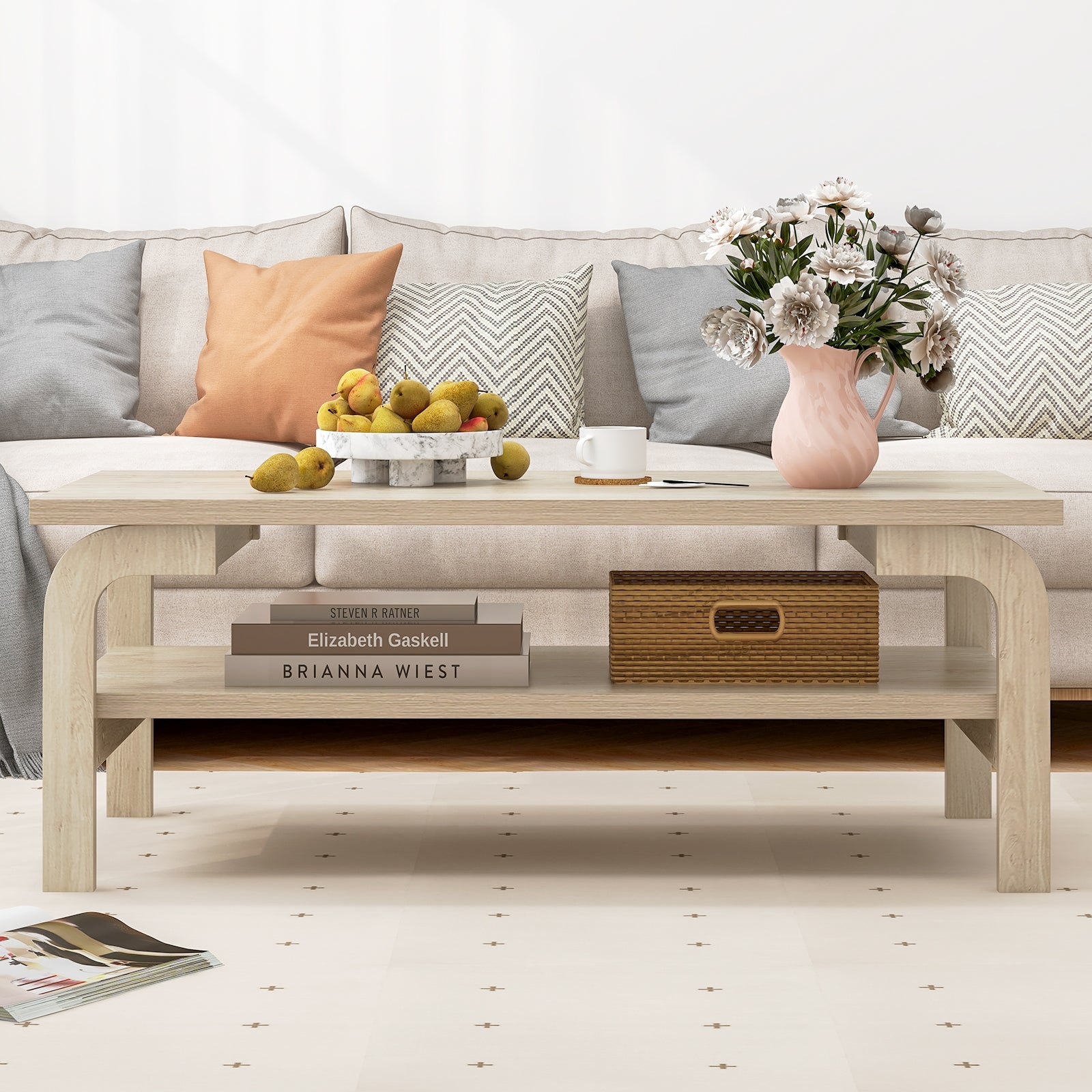 47 Inches Accent Rectangular Coffee Table, Natural Coffee Tables at Gallery Canada
