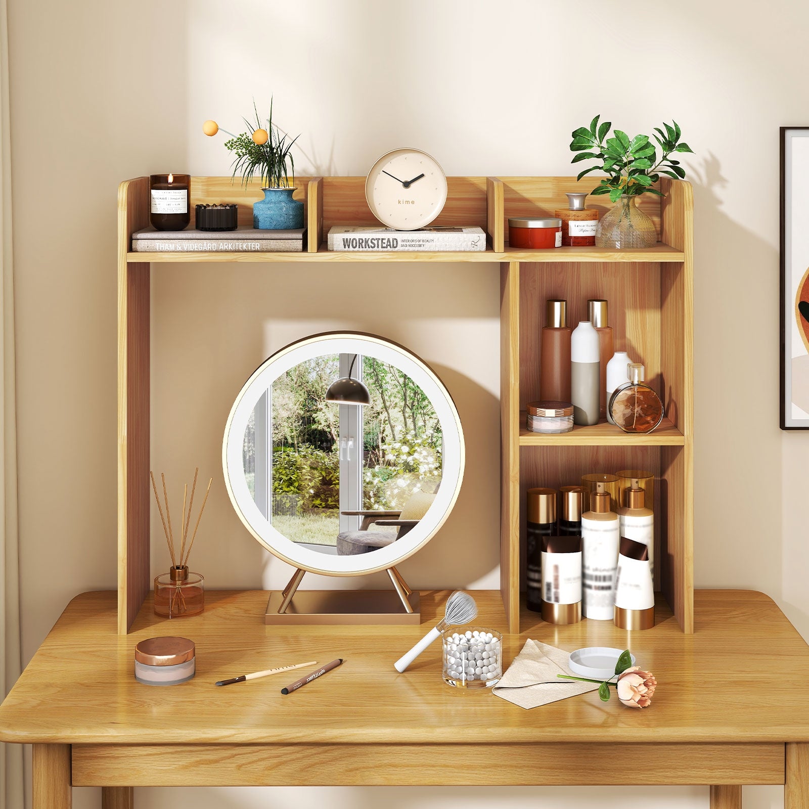 3-Tier Desk Bookshelf, 4 Shelves, Beige Bookcases at Gallery Canada