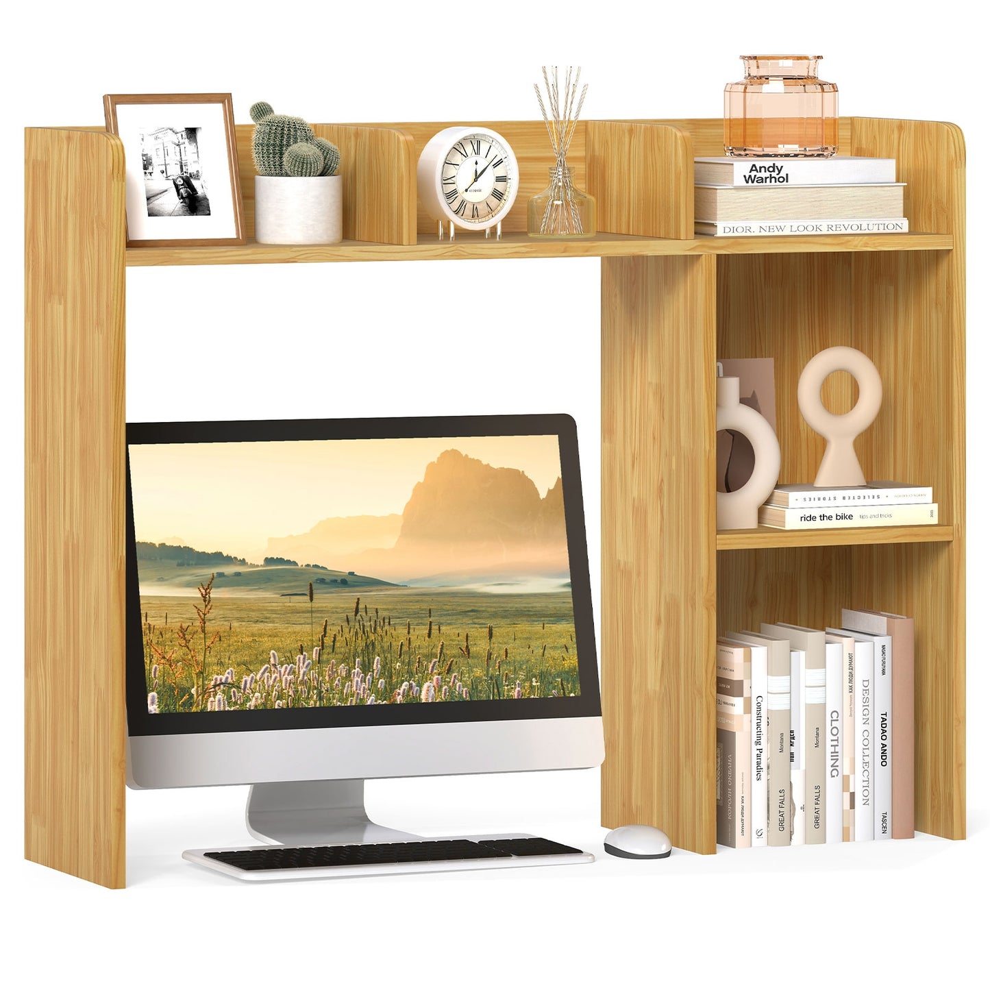 3-Tier Desk Bookshelf, 4 Shelves, Beige Bookcases at Gallery Canada