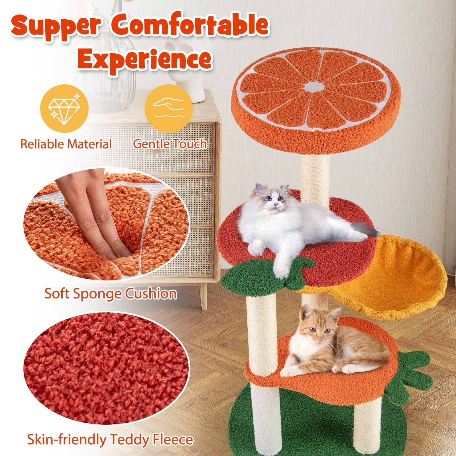 Multi-Level Cat Tree, Fruit-Shaped Platforms, Orange Cat Trees Condos & Scratchers at Gallery Canada