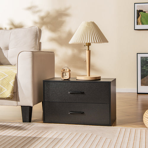 2-Drawer Stackable Horizontal Storage Cabinet, Black