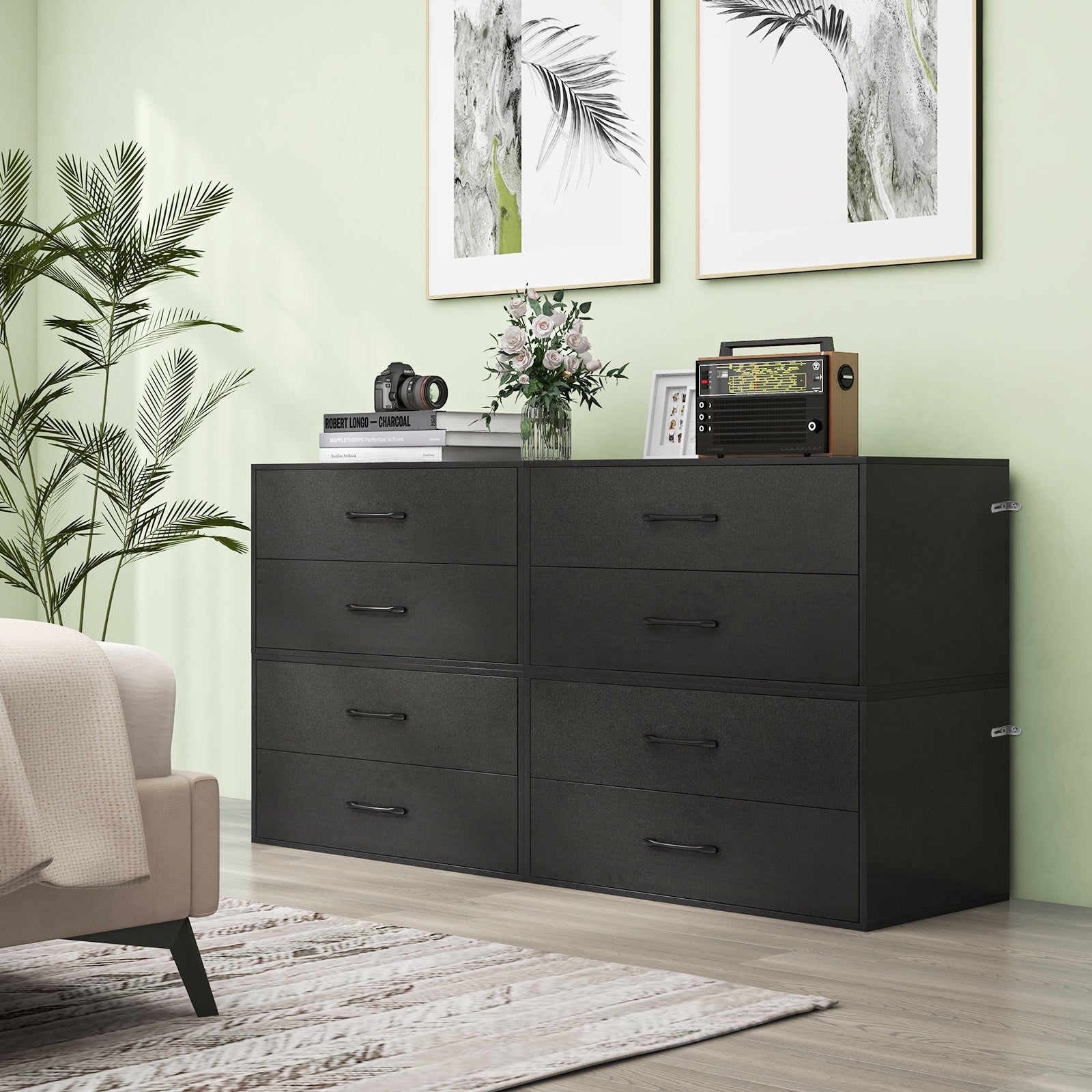 2-Drawer Stackable Horizontal Storage Cabinet, Black Cabinets & Chests at Gallery Canada