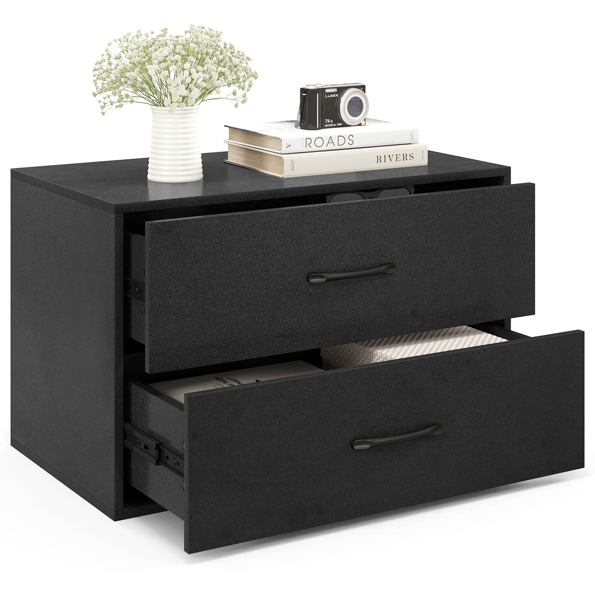 2-Drawer Stackable Horizontal Storage Cabinet, Black Cabinets & Chests at Gallery Canada