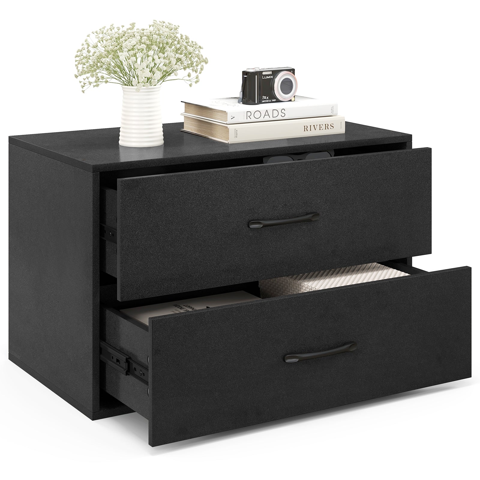 2-Drawer Stackable Horizontal Storage Cabinet, Black Cabinets & Chests Black at Gallery Canada